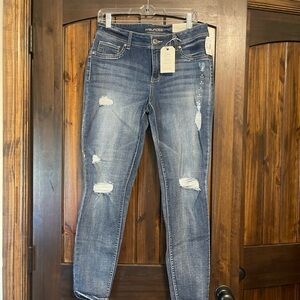 Maurices Women's Distressed Skinny Jeggings in Medium Blue